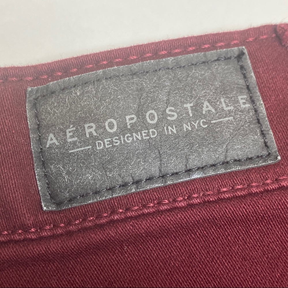 Aeropostale High Waisted Skinny Burgundy Jeggings - Picture 12 of 16
